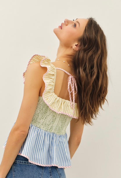 Pastel Multi-Stripe Top