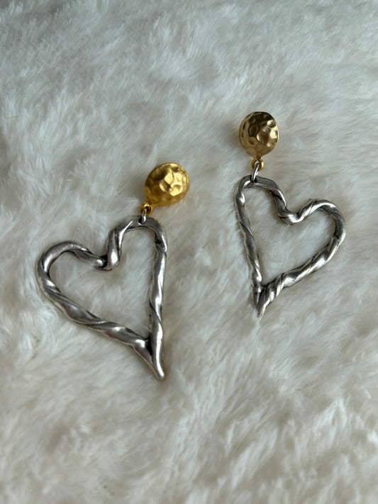 Hearts Moon Earrings